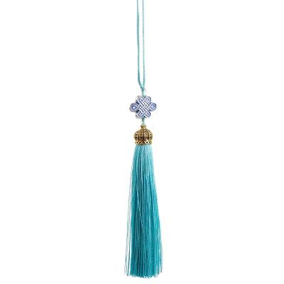 China Mobile Phone Luminous Metallic Chinese Knot Many Colors 17cm Large Silk Tassels For Jewelry, 100% Rayon Silk Fringe Tassel Decoration for sale