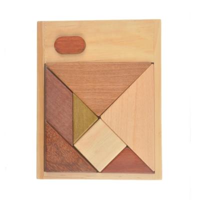 China Montessori Puzzle Material Eco-friendly Educational Creative Shape Blocks Wooden Tangram Brain Teaser Toy for sale