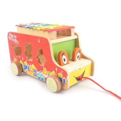 China 2020 New Baby Amazon Music Educational Wooden Toy In Toy Hand Knock Piano Carton Cube Toy Eco-friendly Material Kids Harp for sale