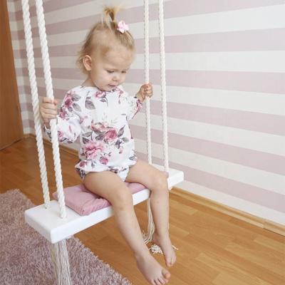 China Eco-Friendly Material Hanging Dangle Toy Wooden Seat With Cushion Indoor Children Safety Cushion Baby Room Decor for sale