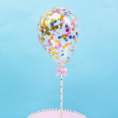 China Beauty Decorations Wholesale Transparent Glitter Cake Topper Balloons Birthday Party Balloons 5 Inch Clear Confetti Balloons for sale