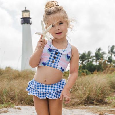 China 2021 Fashion Breathable Lovely Little Girls Print Two Piece Bikini Set Children Swimsuit Beach Wear for sale