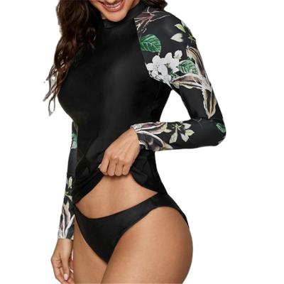 China Breathable Ladies California Dreaming Long Sleeve Shoulder Zipper Rash Guard Beachwear Swimwear for sale