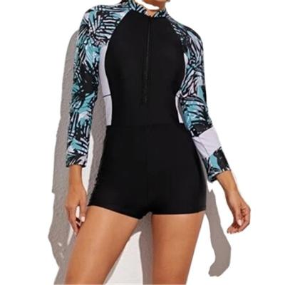 China 2022 Long Sleeve Bikini Swimsuit Women Breathable Heart Shaped Printing Swimwear Rash Guard for sale