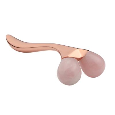 China Body Massage Rose Quartz Facial Massager Beauty Stick 3D Jade Roller Round Head Beauty Facial Jade Roller for sale