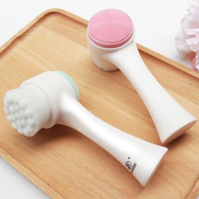 China Soft Exfoliators Facial Detergent Bristle Cleansing Brush Beauty Tools Double Sided Exfoliator Massage Brush for sale