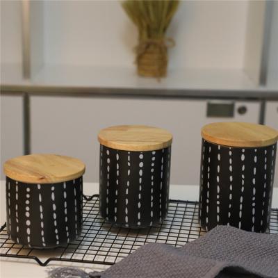 China Decorative Design Black Fine Stain Freshness Preservation Color Tea Sugar Ceramic Coffee Canisters For Household for sale