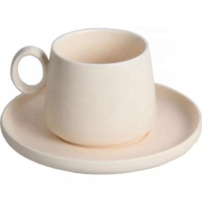 China Eco-Friendly Italian Sustainable Classic Cream Color Porcelain Custom Cappuccino Cup With Saucer for sale