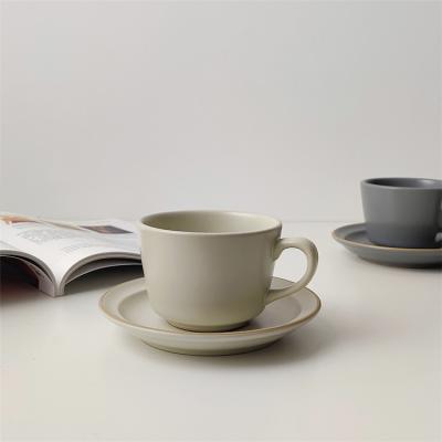 China Viable/Vintage Concise Style Ceramic Cup Saucers Small Porcelain Cup With Saucer Set for sale