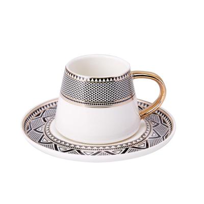 China Viable Unique Narrow Mouth Design Ethiopian Espresso Cups Luxury Arabic Ceramic Coffee Cup And Saucer for sale