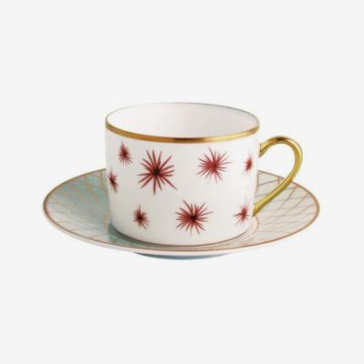 China New Design Good Quality Viable Exquisite Latte Cup British Ceramic Coffee Mugs With Gold Handle for sale