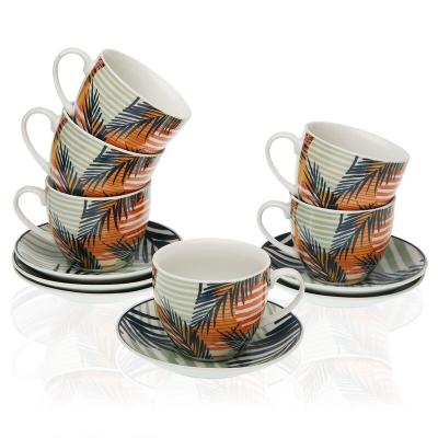 China Sustainable Tropical Rainforest Style Vintage Coffee Mug Eco Friendly Turkish Ceramic Tea Cups With Handle for sale