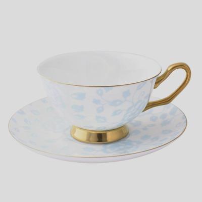 China Modern unique high end floral flower fine quality porcelain cup with saucer for tea for sale