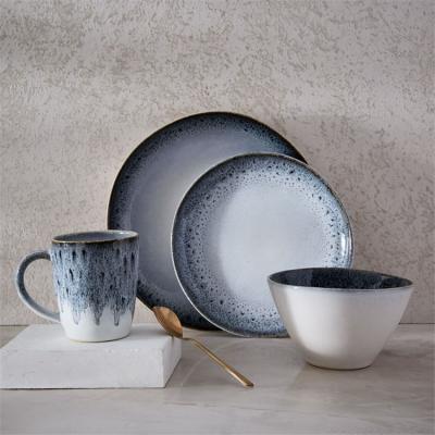 China Stocked Modern Reactive Glazed Fine Dinner Dishes Sets Porcelain Vintage Fine Dinner Set For Restaurant for sale