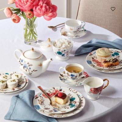 China Viable Personalized Elegant Floral Pattern Turkish Ceramic Tea Set For Afternoon Tea Time for sale