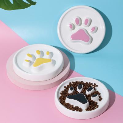 China Fun Design Dog Viable Unique Interactive Slow Feeder Dog Bowl Ceramic Pet Food Bowl for sale