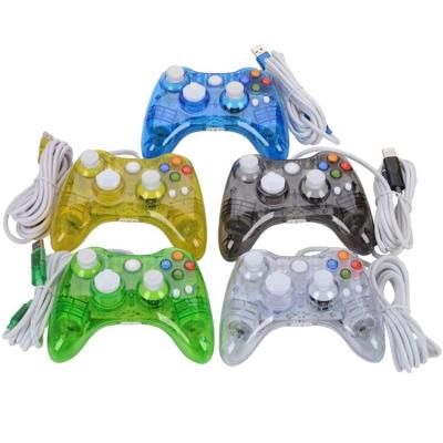 China Clear Controller Game LED Cable Wired Controller For Xbox 360 USB Games Wired Controller for sale