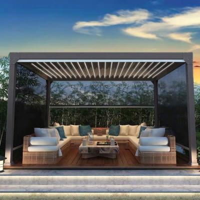 China Easily Assembled MILLIONDO All Seasons Motorized Aluminum Pergola With Adjustable Canopies With Led Lights Waterproof Pergola for sale