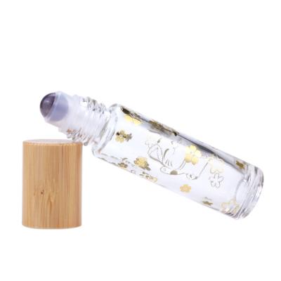 China Brand Design Cosmetic Bamboo Lid Glass Body Customized Gift Box 10ml Roll Glass Bottles With Bamboo Lids for sale