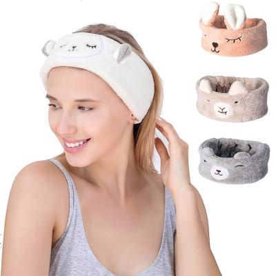 China Facial Coral Spa Animal Solid Color Fleece Headband Facial Coral Fleece Makeup Headband Cosmetic For Wash Face for sale