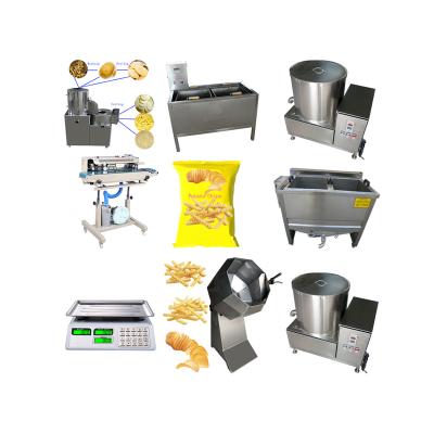 China Commercial Supply High Quality Semi-automatic Industrial Potato Peeling And Cutting Seal French Fries Production Line for sale