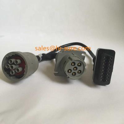 China All heavy duty industrial truck 6pin J1708 connector to female obdii/OBD2 16 pin connector for sale