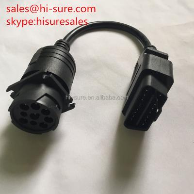 China All OBD Vehicles J1962 OBD2 Male Connector To 9pin Connector For GPS Tracker for sale