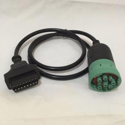 China All Vehicles 9pin J1939 OBD Connector to OBD2 Adapter for sale