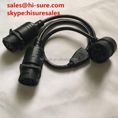 China All Truck J1939 Right Angle 9 Pin J1939 Male To Female Y Slot Cable for sale