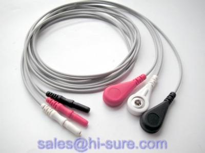 China Aerial Medical Cable 3 Lead ECG Snap Connector Electrical Cable ECG Plugs For Multi Leads for sale