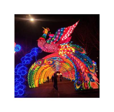 China Attraction And Promotion Reliable Quality Wholesale Chinese New Year Phoenix Design Silk Led Lantern for sale