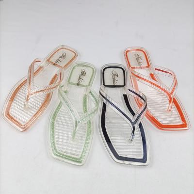 China Custom Fashion Trend Crystal Ladies Flat Bottom Flip Flops Curve Sparkle Vamp Sexy Flip Flops for sale