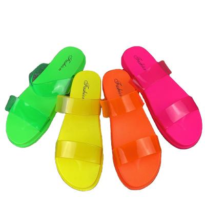 China 2021 High Quality Anti-Smell Sandals Fashion Double Lace Jelly Women's Slippers Transparent For Outdoor for sale