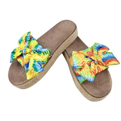 China Wholesale PVC Ladies Lightweight Thick Bottom Slippers Comfortable Joker Dye Tiing Slippers For Ladies for sale