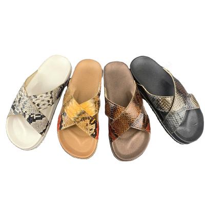 China CUSHIONING Factory Style Women's Wholesale Hot Selling Sexy Sandals Studded Diamond Snakeskin Slippers For Outdoor for sale