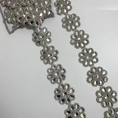 China Pointback Wholesale Bridal Trim-Bridal Belt- Thin Crystal Rhinestone Trim- Sew-On Rhinestone Applique for sale