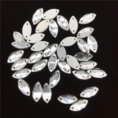 China Bags Marquise double hole crystal glass diamond hand stitching clothing wedding headdress accessories DIY jewelry accessories for sale