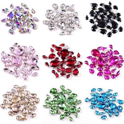 China Luxury Decoration Accessory.etc 50pcs Mixed Shapes Flat Back With Silver Claw Sew On Rhinestones Crystals for sale