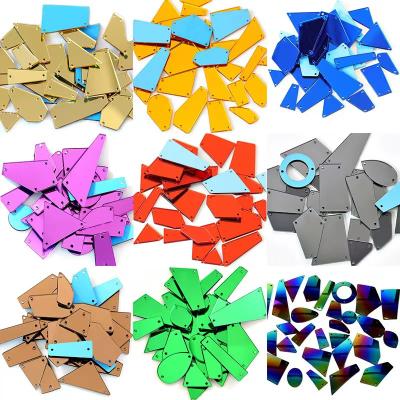 China Flatback Diy Clothing Accessories Mirror 50pc Acrylic Mirrored Rhinestones Mixed Shapes Hand-sewn Rhinestones for sale