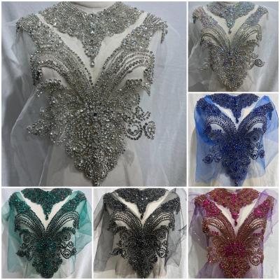 China Flatback New arrival sewing beaded crystal rhinestone panel applique for sale