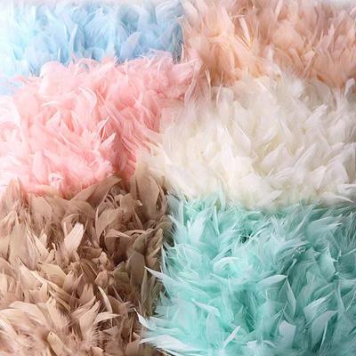 China Sustainable Clothing DIY Wedding Dress Decoration Trimmings Fringe 15cm Natural Turkey Feather Trim for sale