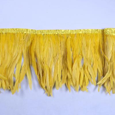 China Shrink-Resistant Wholesale Rooster Feather Trimming Cock Coque Tail Feather Fringe for dress for sale