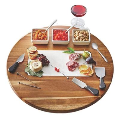 China Sustainable Wood Charcuterie Natural Plattertray Cheese Board Set Rotating Lazy Susan for sale