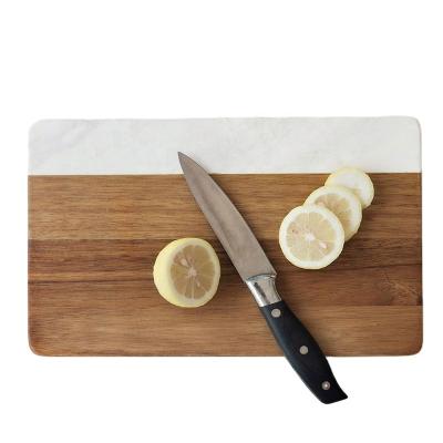 China Morden Luxury Marble and High Quality Acacia Combination Chop Cutting Board Laid Bamboo Cutting Board for sale