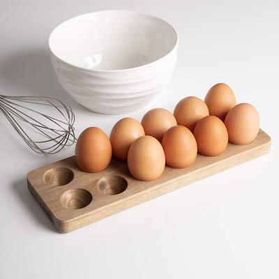 China Sustainable Wholesale Eco-friendly Multifunction Fits Most Fridge Door Egg Carton 12 Compartment Bamboo Egg Tray for sale