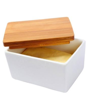 China Sustainable High Quality Butter Storage Box With Bamboo Lid for sale