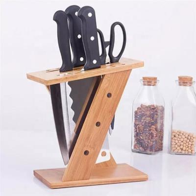 China Multifunctional z-shaped wood rack stored household combination storage knife bamboo simple tool rack for sale