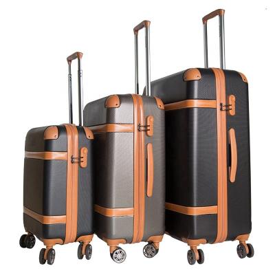 China Folding Aluminum Material ABS Lock Case TSA Makeup Trolley Luggage Strap Suitcase Set for sale