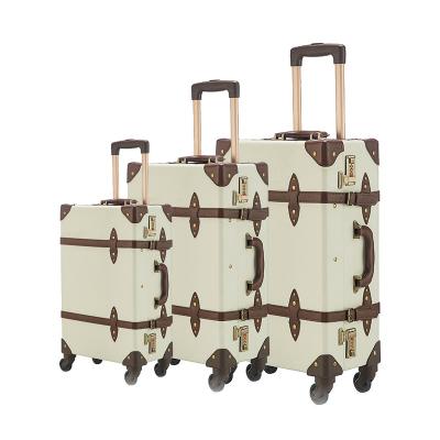 China Retro Leather Trolley Mini Suitcase Pilot Bag Luggage High Capacity PU Leather Trolley For Cosmetic for sale