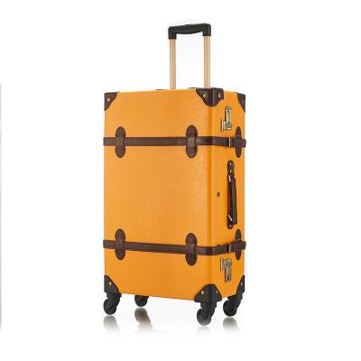 China Outdoor Hotel PU Leather Lightweight 4*360 Spinner Rolls Suitcase Travel Luggage for sale